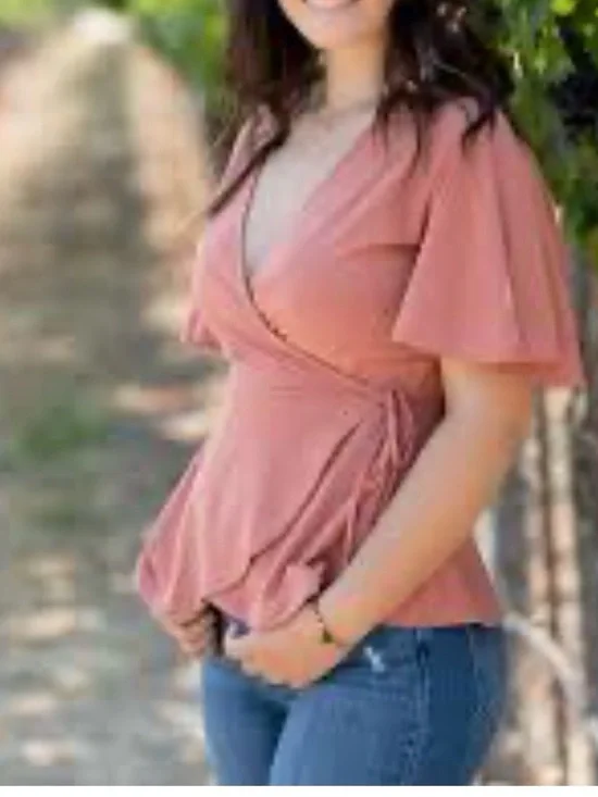 Leith mauve ruffle wrap top. - Picture 9 of 11